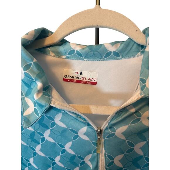 PGA Tour Golf Polo Shirt Top 1/4 Zip Size XL Cap Sleeves Blue  comfy golf tennis - Picture 2 of 5